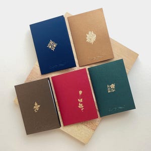 Golden leaf foil & embossed, greeting cards set of 5, handmade blank cards on shimmer paper, card gift set