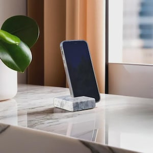 Marble Phone Stand | Elegant Phone Holder for Desk | Minimalist Tech Gift | Charging Dock