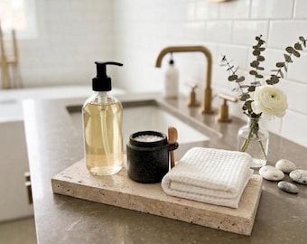 Travertine Tray, Stone Jewelry, Minimalist Catchall and Cheese Board