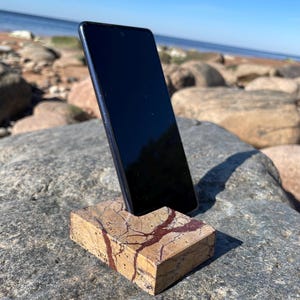 Solid Marble Phone Stand – Minimalist Desk Accessory | Handmade Stone Dock | Luxury Gift Idea