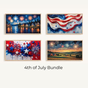 Frame Tv Art Bundle of 4, 4th of July Art Tv Digital Download, Abstract Patriotic Fireworks, Fourth of July Independence Day, Memorial Day