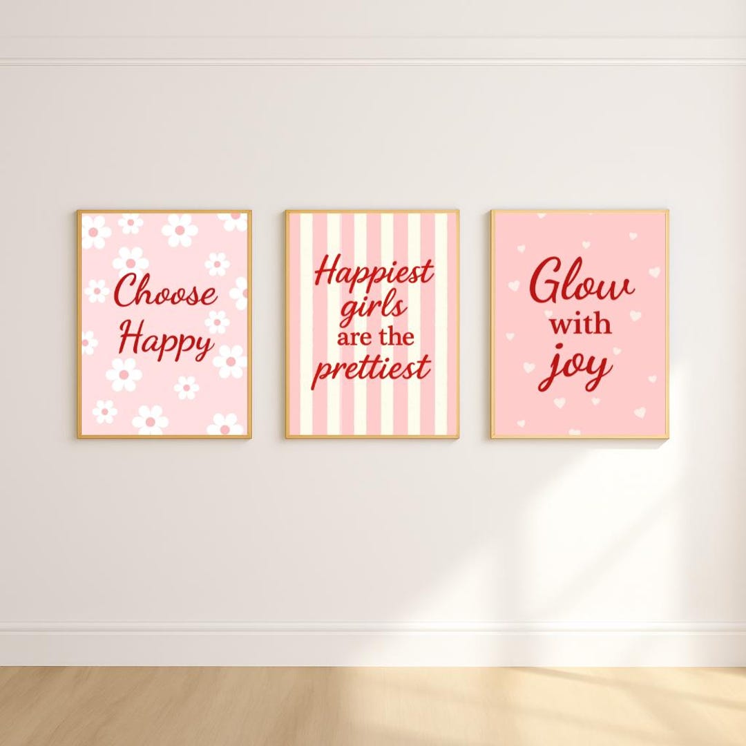 Pink Motivational Wall Art Set of 3 | Girl Power Affirmation Prints ...