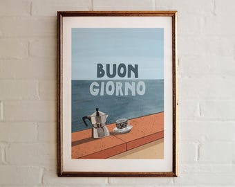 Impression Buongiorno Coffee : art mural cuisine italienne (téléchargement numérique, A3/A4/8 x 10 pouces