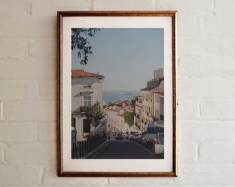 Lisbon Cityscape Print: Colorful Portugal Houses, Tejo River (Digital Download)