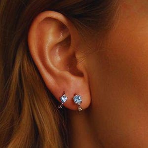 Aquamarine Earrings | Hoop Earrings | Zircon Gemstone | Aquamarine | 925 Sterling Silver | White Gold Plated | Easter Gift | Gift for Her