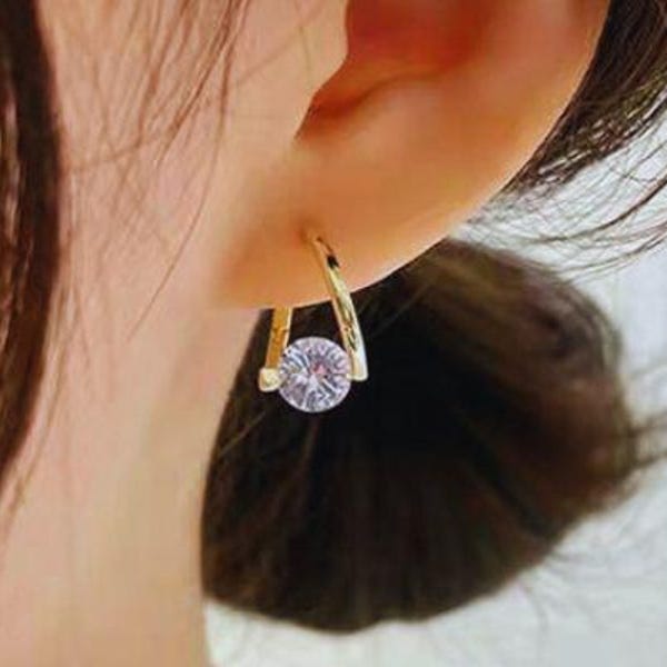 Moissaniet-oorbellen | Huggie-oorringen | 925 sterlingzilver | 18K verguld | Zilveren gouden oorbellen | Damesoorbellen | Cadeau voor haar
