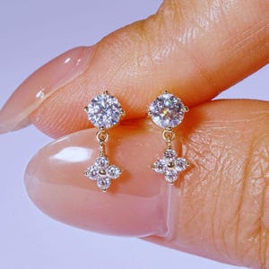 Moissanite Earrings | Stud Earrings | Drop Earrings | Flower Earrings | Dainty Earrings | Moissanite | 10K Solid Gold | Best Gifts for Her
