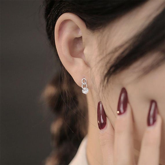 Moissanite Earrings | Hoop Earrings | Huggie Earrings | Moissanite | 925 Sterling Silver | 14K Gold Plated | Gift for Her | Jewelry Gift