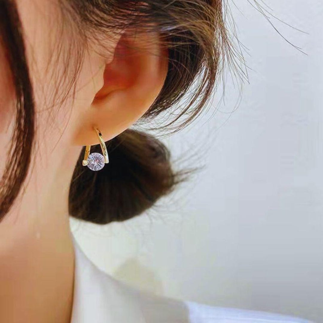 Moissanite 925 Sterling Silver Huggie Earrings