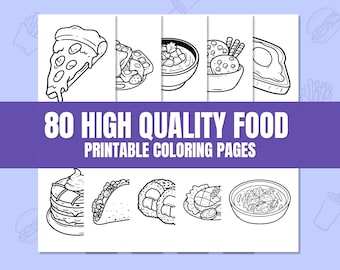 Food Coloring Pages | 80 High-Quality Illustrations (Printable Pages)