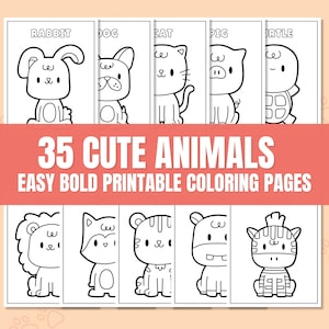 35 Cute Animals Easy Bold Printable Coloring Pages | Preschool & Kindergarten | Animal Coloring for Kids | Easy Coloring | Printable Pages