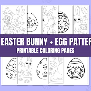80 Easter Bunny + Egg Patterns Printable Coloring Pages | Preschool & Kindergarten | Easter Coloring Book | Easy Coloring | Printable Pages