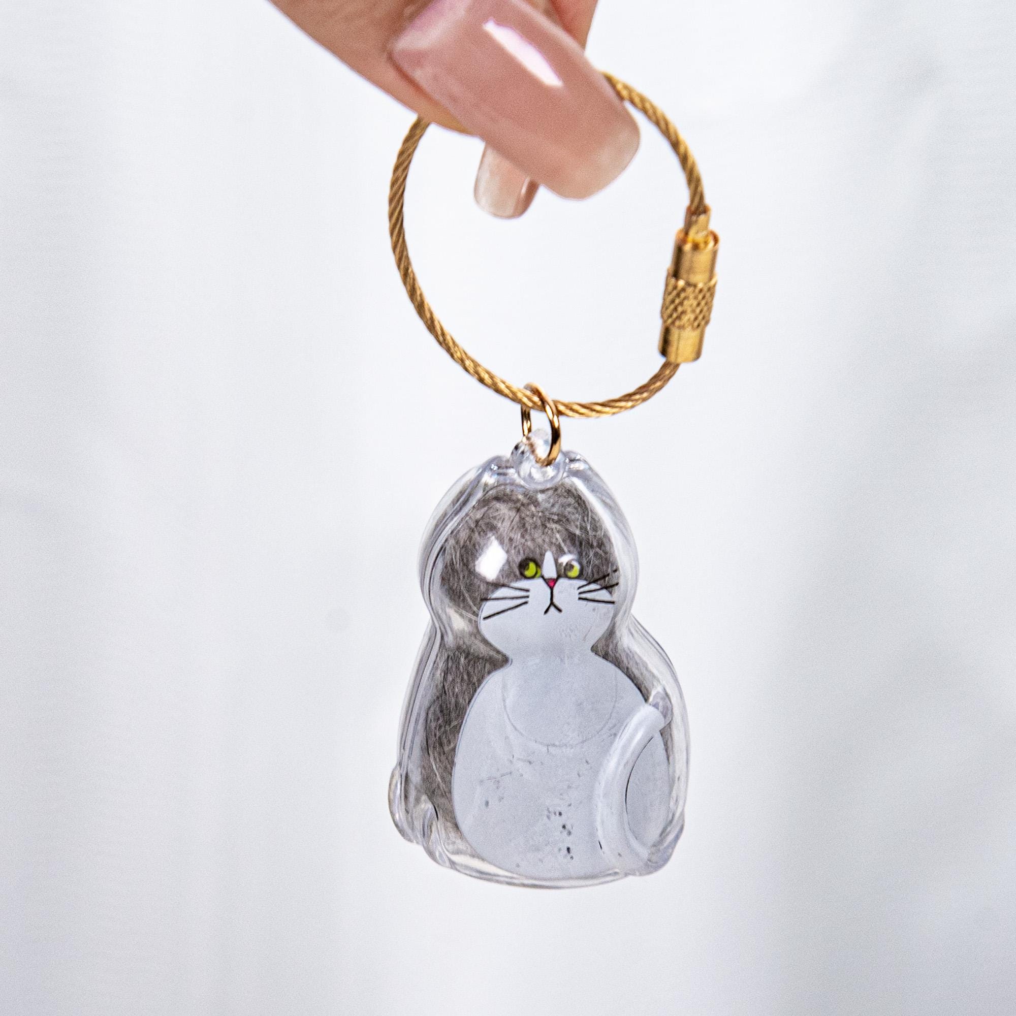 Transparent Cat Fur Storage Keychain Gashapon - Cute Pet Keepsake