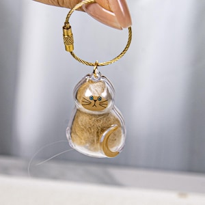 Transparent Cat Fur Storage Keychain Gashapon - Cute Pet Keepsake Charm Pet Fur Keepsake Charm Gift  for Siamese