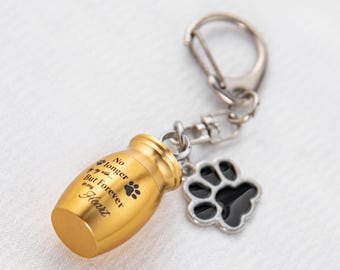 Personalized Pet Ashes Keychain: Dog Paw Keepsake Urn - Memorial Gift