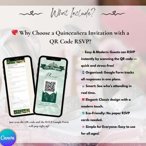 Emerald Green Quinceanera Invitation Video Editable Template Digital Quinceanera Invite for Sweet 15 & 16 Digital InviteTrackable RSVP