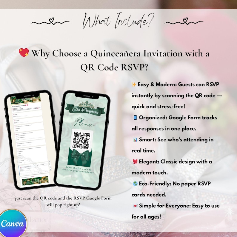 Emerald Green Quinceanera Invitation Video Editable Template Digital Quinceanera Invite for Sweet 15 & 16 Digital InviteTrackable RSVP