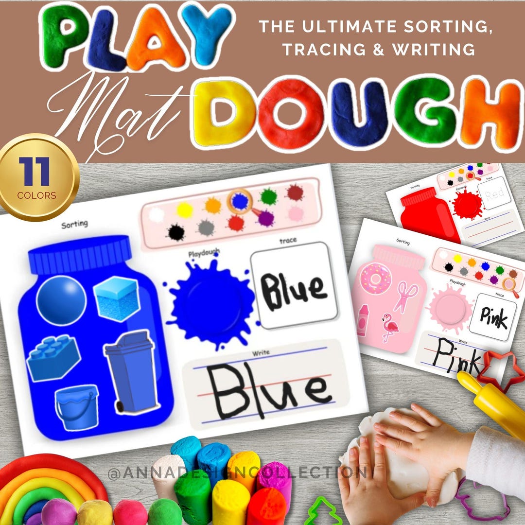 Jar Playdough Color Sorting, Tracing, Writing Playdough Mat - Etsy