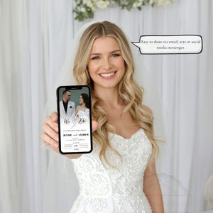 Animated Wedding Invitation Canva Template | Digital Wedding Invite with QR Code RSVP | White Rose Neutral Minimal Wedding Trackable RSVP