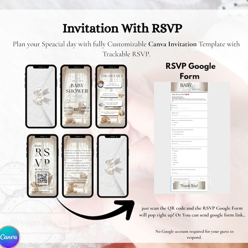 Creamy White Butterfly Baby Shower Invitation | Animated Neutral Video Evite | Editable Canva Template | Digital Invite with Trackable RSVP