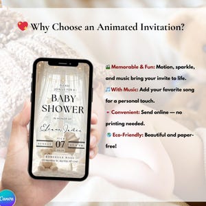 Creamy White Butterfly Baby Shower Invitation | Animated Neutral Video Evite | Editable Canva Template | Digital Invite with Trackable RSVP
