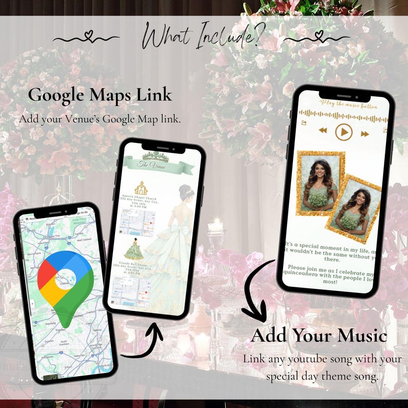 Sage Green Quinceanera Digital Invitation, Editable Template for 15th Birthday, Instant Download Floral Design Sweet 15 Invite RSVP Online