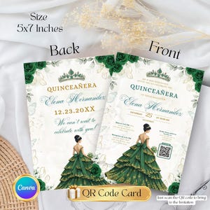 Emerald Green Quinceanera Invitation Video Editable Template Digital Quinceanera Invite for Sweet 15 & 16 Digital InviteTrackable RSVP