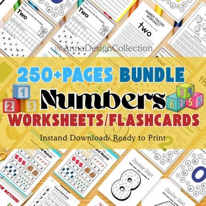 Numbers Worksheets 250+ Pages, Tracing Practice, Writing Activities, Coloring Pages, Educational Activity Book, Homeschool Resource