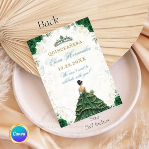 Emerald Green Quinceanera Invitation Video Editable Template Digital Quinceanera Invite for Sweet 15 & 16 Digital InviteTrackable RSVP