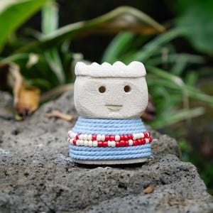 Hand Carved Primitive Statue – Natural Stone Sculpture from Bali – Boho Home Decor