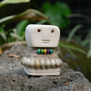 Primitive Stone Carving | Handmade Tribal Statue | Rustic Art Sculpture | Ethnic Home Accent | Boho Collectible Figurine
