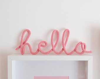 Hello Nursery Wire Word Wall Decor, Knitted Words, Classroom Decor, Entryway Wall Hanging