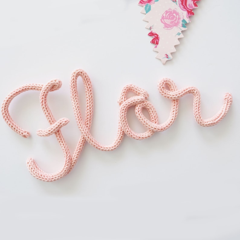 Personalised Baby Name Decor, Bedroom Door Sign, Custom Nursery Decor, Tricotin Baby Name, Knitted Name, Nursery Wall Decor, Baby Room Decor image 3