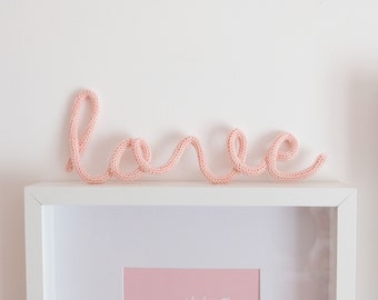 Love Wall Sign / Nursery Wall Art / Kids Bedroom Decor / Scandinavian Decor / Knitted Wire Words /