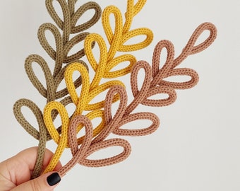 Knitted Wire Branch Home Decor / Tricotin Leaf Stem for the Kids Bedroom / Woodland Nursery Wall Art