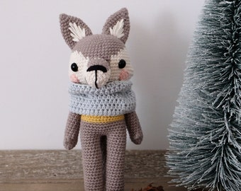 Amigurumi Wolf Soft Doll \ Crochet Stuffed Animals \ Woodland Nursery Decor \ Gift for Children