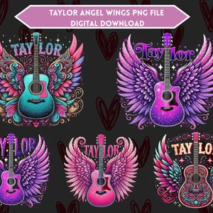 Taylor Angel Wings Clipart Bundle, PNG Digital Download, Music lover, Concert tee, Printable Art, Sublimation Design, Gift for Her, Him
