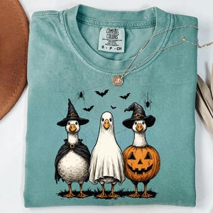 Funny Halloween Duck PNG, Cute Goose Sublimation Design, Witch Ghost Pumpkin Animal Clipart for T-Shirts, Autumn Png, Skeleton Goose