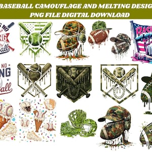 Camouflage Baseball PNG Bundle, Camo Baseball Clipart,Digital Download, Sublimation T-shirt Design,Digital Instant Download Gift for Him,Her