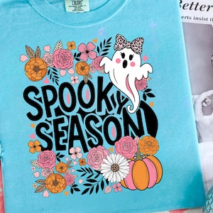 Pastel Halloween Shirt PNG – Preppy Spooky Season Design, Cute Ghost Sublimation PNG, Boho Halloween Digital Download for T-Shirts