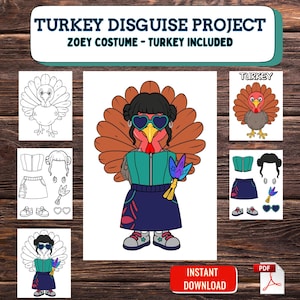 Demon Hunters Turkey Disguise Printable, Zoey Turkey Disguise, star turkey, thanksgiving (instant download)
