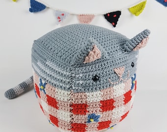 Picnic Cat - PDF Crochet Pattern - Amigurumi E-book