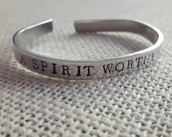 Anne Boleyn A Spirit Worthy Of A (crown stamp) Handstamped Aluminum Cuff Bracelet