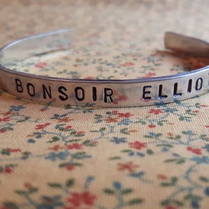 Bonsoir Elliot Mr Robot Inspired Handstamped Aluminum Cuff Bracelet