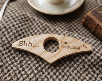 Shh... I'm Deducing Wood Page Holder | Cozy Mystery Reader Gift | True Crime Bookish Accessory | Detective Merch