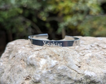 Yorkist English Royalty Wars of the Roses Engraved Aluminum Cuff  Bracelet