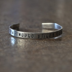 What Would Stiles Do? &quot;Teen Wolf&quot; Inspired Handstamped Aluminum Cuff Bracelet
