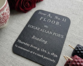Edgar Allan Poe Reading Ticket – Gothic Literary Keepsake – Book Lover Gift
