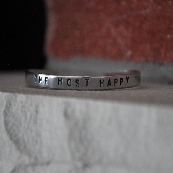 Anne Boleyn "The Most Happy" Handstamped Aluminum Cuff Bracelet