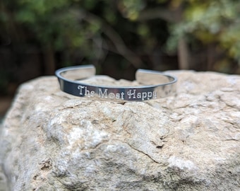 Anne Boleyn "The Most Happy" Engraved Aluminum Cuff Bracelet